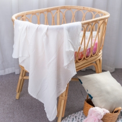 Off white 100% custom organic cotton blanket for girls