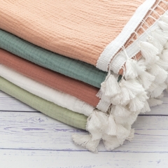 Custom muslin tassels blanket lightweight for babies